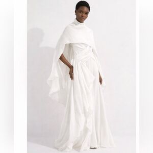 Karen Millen Crinkle Cross Front Georgette Woven Maxi Dress New Size 2